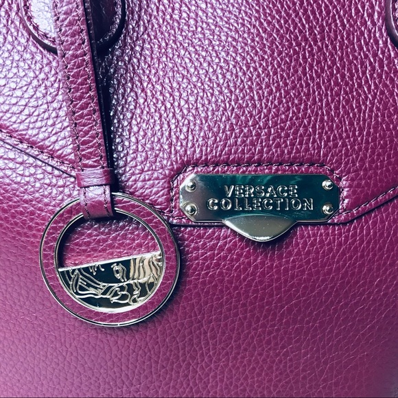 Versace Collection Pebble Wine Leather Tote - Picture 2 of 8